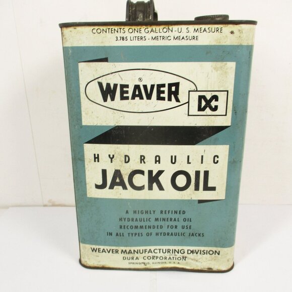 Vintage WEAVER hydraulic Jack Oil Tin Can 1.785 Liters Made in USA - Picture 4 of 8